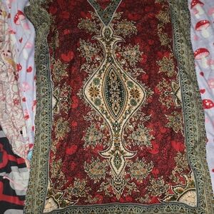 Cute Options House Dress Muumuu Kaftan Red Floral Made In India